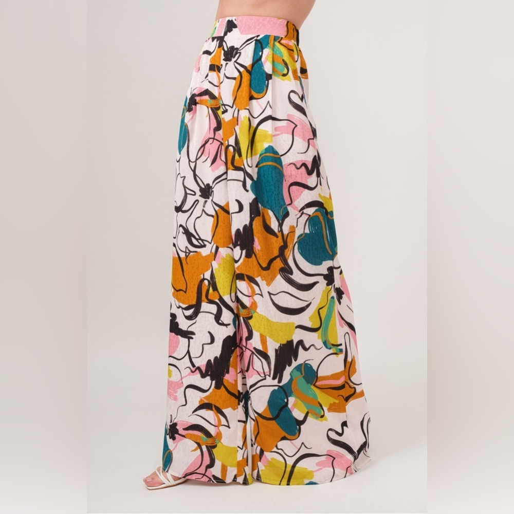 #3 Wide Leg Abstract Floral Pants